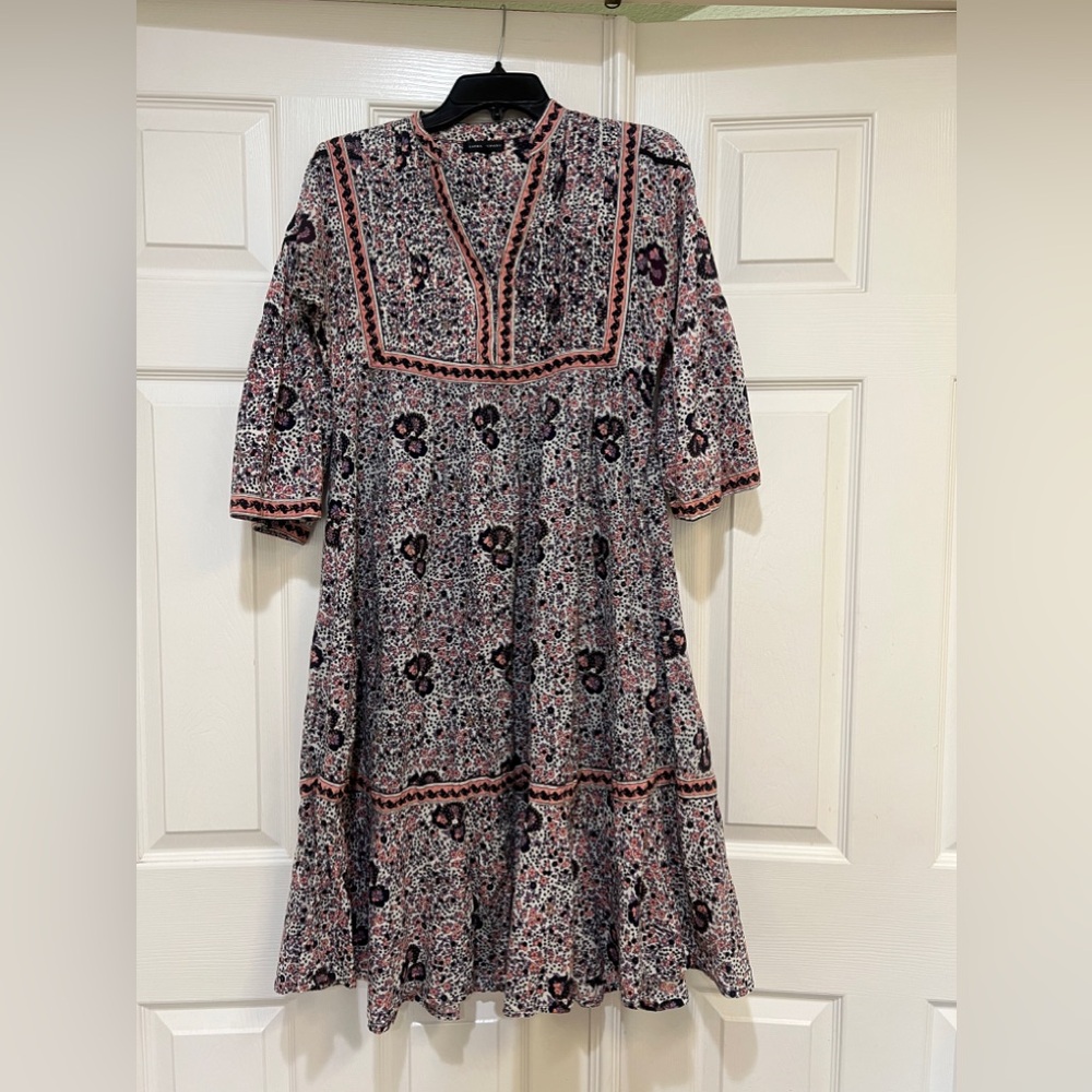 Karma Highway Floral multicolor Dress Women Boho beach V neck prairie Girly S